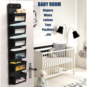 ที่เก็บของแบบแขวนประตู 6 ช่อง ผ้าสีดำ สำหรับเก็บของเด็ก - Product Image 3