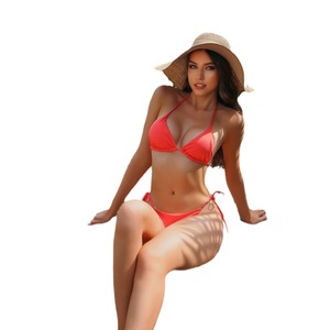 यूरोपीय अमेरिकी शैली सेक्सी तीन-बिंदु ठोस रंग दो-टुकड़ा बिकनी महिलाओं के लिए अमेज़न क्रॉस-बॉर्डर टाई स्विमवियर के लिए सेट - Product Image 5