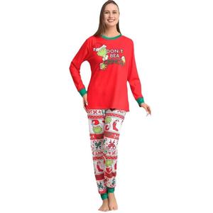 <span class=keywords><strong>Pyjama</strong></span> de Noël pour femme grande taille, motif <span class=keywords><strong>Grinch</strong></span>, taille élastique, en tricot avec logo frontal, collection Famille - Product Image 5