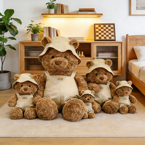 En gros, Ours en peluche doux personnalisé et <span class=keywords><strong>cochon</strong></span> rose en peluche avec ensemble barboteuse et chapeau, animal en peluche pour cadeau d'anniversaire et décoration pour enfants - Product Image 1