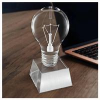 Trophée d'ampoule Edison en cristal optique Noble Free Mold avec Logo personnalisé Base Crystal Innovation Awards