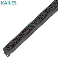 KAILES 32A RS485 24 Prises à points antidérapants (20c13+4c19) Montage vertical en tôle noire Unité de distribution d'alimentation industrielle PDU