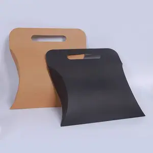 Custom Printed Pillow Cardboard Packaging Kraft Paper Pillow Clothing Silk Scarf Packaging Box With Handle