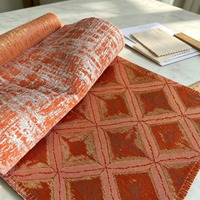 Directement de l'usine. Série multi-motifs orange. Tissu de rideau occultant jacquard tissé rétro de haute précision, poids moyen