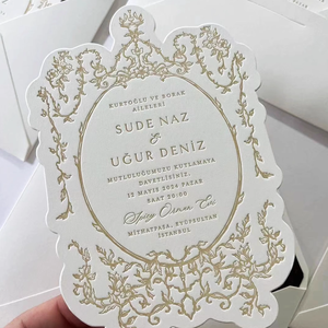 Cartoline regalo di fascia alta personalizzate con stampa tipografica di senso Premium inviti per matrimoni con carta in cotone testurizzato goffrato - Product Image 2