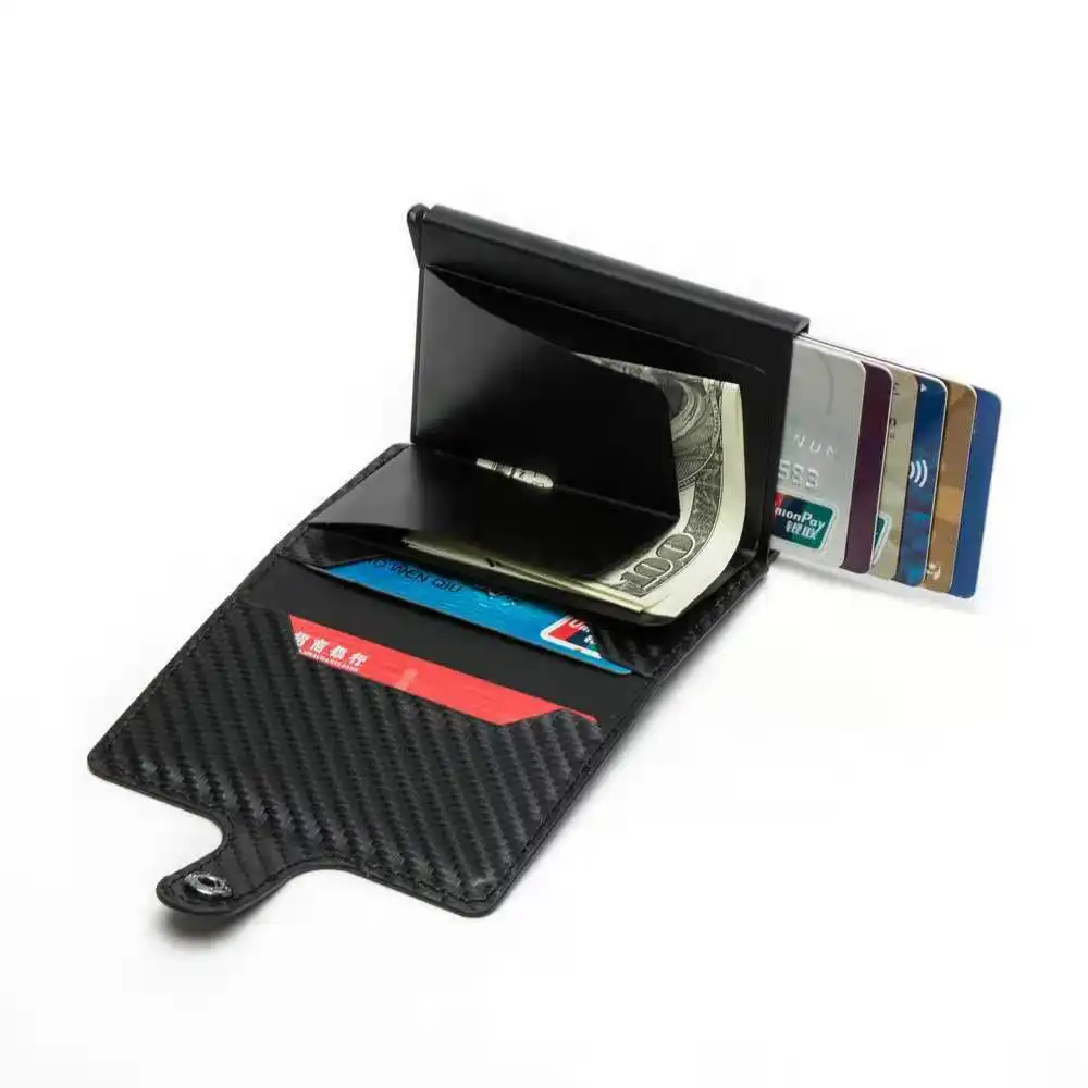 Rfid Minimalist cüzdan çanta deri iş kimliği kart sahibi Anti hırsız erkekler kredi kart tutucu engelleme
