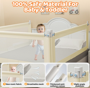 <span class=keywords><strong>Sponda</strong></span> di Sicurezza per <span class=keywords><strong>Letto</strong></span> Bambini UD, Rete Traspirante, <span class=keywords><strong>Barriera</strong></span> Affidabile per Bambini - Product Image 6