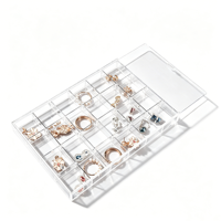 Boîte de rangement en acrylique multi-grilles à couvercle coulissant personnalisé, haute transparence, pour perles et présentation