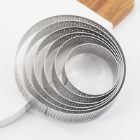 Cercle à tarte perforé en acier inoxydable, cercle à pâtisserie rond, moule à gâteau mousse pour outil de cuisson