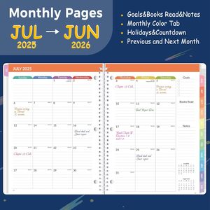 Planificador Escolar para Estudiantes de Primaria, Julio 2026 - Junio 2026, Agenda Escolar, Libro de Planificación A4, Espiral, Horarios Semanales y Mensuales, Perforado con 3 Orificios, Marcador - Product Image 3