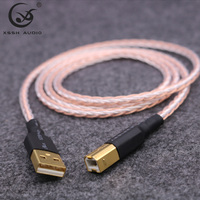 Câble USB 2.0 Type A vers B XSSH DIY en gros, 8 cœurs OCC+OCC-AG, câble d'extension universel audio et de données pour système DAC HIFI