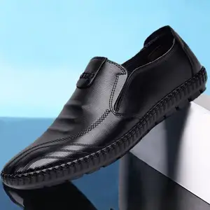 Oem Durable Men's Black Casual PU Leather Shoes