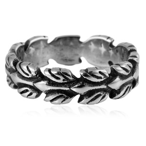 yunnique Men's <b>Titanium</b> Steel <b>Ring</b> Feather Design Geometric Pattern Gift Jewelry FY280125 - Product Image 4