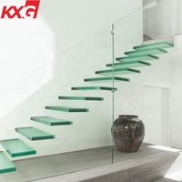 Produit d'exportation bâtiment architectural magasin de bureaux escalier feuilleté trempé ultra clair clôture en verre balcon