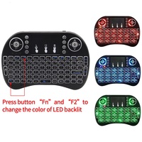 Keyboard Nirkabel Mini I8 3 Warna Backlit Baru 2.4GHz dengan Touchpad English Air Mouse & Baterai AAA untuk Laptop/TV/Android TV Box