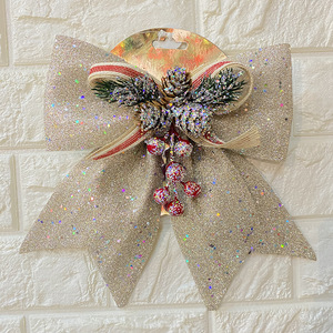 Decoraciones Navideñas de Terciopelo con Purpurina y Conos de Pino, Mariposas Clásicas, Lazos Reutilizables Ecológicos para el Hogar y las Fiestas - Product Image 1