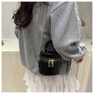 女式高档迷你斜跨水桶包时尚漂亮拉链封口手提包休闲单肩包 - Product Image 3
