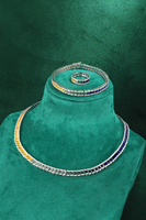 Lanphear Fine Jewelry Collier en saphir cultivé en laboratoire en forme de trapèze en argent sterling 925 Chaîne de pierres précieuses arc-en-ciel pour femmes Fête
