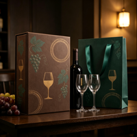 Boîte cadeau de luxe pour vin, écologique et recyclable, avec sac en papier artistique, fermoir magnétique, motif gaufré et pelliculage mat