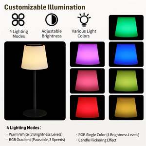 Ngoài trời không thấm nước Dimmable ấm trắng RGB xách tay ánh sáng ban đêm không dây sạc năng lượng mặt trời đèn bàn - Product Image 2