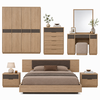 Ensemble de meubles de chambre à coucher modernes en bois, lit king-size sur mesure, armoire, table de chevet, commode, coiffeuse pour la maison, le salon et l'hôtel