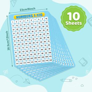 Tableau de 1 à 120, carte mémoire effaçable à sec, ligne de nombres, cadre à dix, matériel mathématique, petit tableau blanc pour les élèves, les enseignants, la <span class=keywords><strong>maternelle</strong></span> - Product Image 2