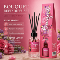 Diffuseur à bâtonnets 100 ml en gros avec senteurs florales et fruitées, bâtonnets en rotin et flacon en verre pour l'ambiance de la maison