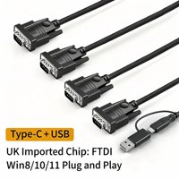 Adaptador USB C a RS232, Cable Convertidor Serial Múltiple COM de 2/4 Puertos DB9 con Chip FTDI