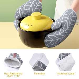 Wholesale Geometry Pattern Linen Oven Mitts Heat Resistant Kitchen Cooking Gloves Microwave BBQ Pot Holder Kitchen Oven Gloves - Product Image 5