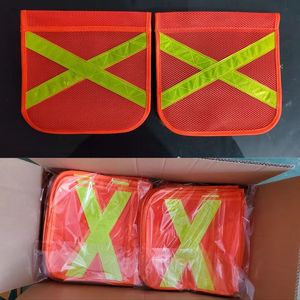 थोक नारंगी चेतावनी व्हिप खनन ध्वज जाल जाल, लाल चांदी के स्ट्रिप्स के साथ लाल रंग की पट्टियों के साथ - Product Image 5