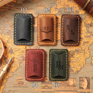 AIGUONIU-Portalápices de cuero Vintage personalizado, estuche grabado con láser, diseño extraíble, tamaño de bolsillo, 7,1x4,4X1cm, regalo - Product Image 1