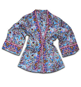 Stylish Summer Lady's V-neck Long Sleeve Floral Print Breathable Polyester Mini <b>Loose</b> Fit Casual <b>Dresses</b> Made in Italy - Product Image 2