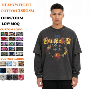 เสื้อยืดแขนยาวลายกราฟิกวินเทจสไตล์ Y2K สตรีทแวร์ ผ้าคอตตอนหนา 300 กรัม ทรงโอเวอร์ไซส์ เสื้อผ้าผู้ชาย รุ่น 6624 - Product Image 1