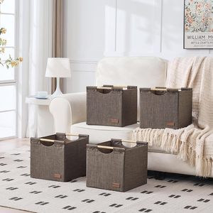 Ensemble de 2 cubes de rangement à poignées en bois, capacité 10-20L, design flexible <span class=keywords><strong>pour</strong></span> étagères <span class=keywords><strong>Kallax</strong></span>, salons, chambres, vêtements - Product Image 5
