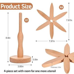 Wooden Christmas Tree Ornament Beech Wood <b>Decorative</b> <b>Plate</b> Stand With Star Accents - Product Image 2