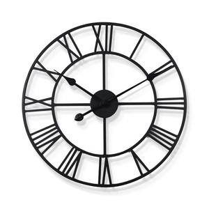<strong>Large</strong> Size Round Outdoor Garden Black Retro Metal <strong>Clocks</strong> Roman Numerals Iron Antique Gear Big <strong>Skeleton</strong> <strong>Wall</strong> <strong>Clock</strong> - Product Image 1