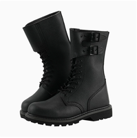 Bottes hautes en cuir DF, semelles en caoutchouc, bottes d'entraînement, chaussures confortables et respirantes, chaussures de sécurité, bottes de combat
