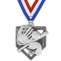 Médailles sportives créatives en alliage de zinc moulé, or, argent, bronze, pour événements de baseball, commémoratives, logo 3D personnalisé, vente en gros sur mesure