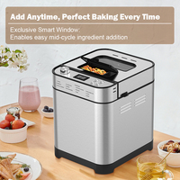SOHEF - Máquina para Hacer Pan Eléctrica, Totalmente Automática, Multifuncional, Comercial y Doméstica, de 2.5 LB, 700 W, Acero Inoxidable, Francesa, con 25 Programas