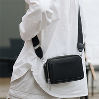 Sac bandoulière unisexe en cuir PU, design tendance, couleur unie, petit format, personnalisable avec logo, idéal pour la vie quotidienne