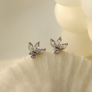 Butterfly Stud Earrings 316L Stainless Steel Micro Inlaid Geometric Design For Women Gift Jewelry Ear Studs - Product Image 2