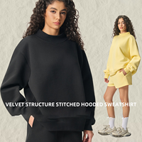 Sweat-shirt en molleton rose à col montant pour femme, avec logo personnalisé, style streetwear Y2K, coupe ample, épais et chaud, vente en gros d'usine