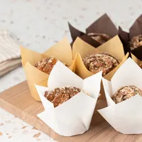 Yağ geçirmez Mini Muffin tutucu sarmalayıcıları lale pişirme kağıt bardaklar ekstra büyük Cupcake gömlekleri