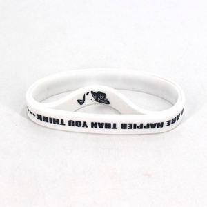 Happy Than You Think Butterfly Pattern Silicone Wristband Free Flight Rubber <b>Bracelet</b> - Product Image 5