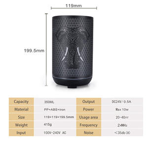 Diffuseur d'arômes créatif en forme d'éléphant, humidificateur ultrasonique de 300 ml avec lumière LED pour la maison et le bureau - Product Image 2
