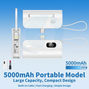 Batterie externe <span class=keywords><strong>mini</strong></span> 5000 mAh légère et personnalisable avec support de téléphone, batterie externe portable - Product Image 1