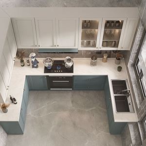 SANTOPOVA Modern Kitchen Cabinet Set with Soft-Close <b>Hinges</b> and Integrated <b>Lighting</b> - Product Image 4