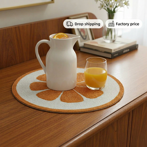 Hand <b>Beaded</b> Orange Slice <b>Placemat</b>, Citrus Embroidery Table Charger (14") - Product Image 1