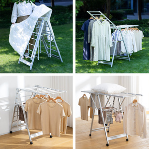 SHIMOYAMA grandes ailes en alliage d'aluminium autoportant pliable linge étendoir pliable pliable pour intérieur et extérieur - Product Image 3