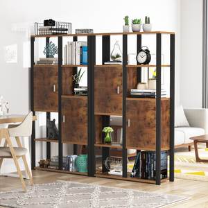 Estantería Invisible de Metal Industrial moderna, estante de <span class=keywords><strong>libros</strong></span> abierto de Historia de esquina, de 3 niveles de hierro Mdf estante de almacenamiento, estantería con dos puertas - Product Image 6